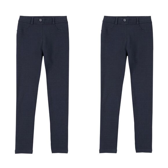 Lot Of 2 Chaps Navy Blue Uniform Elastic Waist Ponte Knit Jeggings Pants Size 12 - Picture 1 of 15